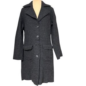 coat HESSNATUR S gray boiled wool button collar big pockets warm classic vintage